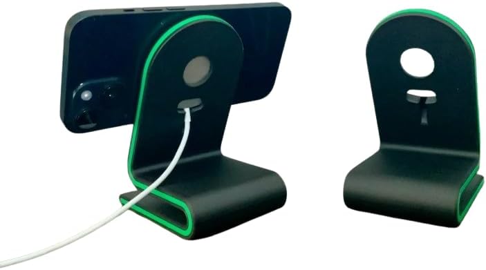 Modern Phone Stand with Magnetic Charging Compatibility – Custom Accent Color – Black Base (Magnetic Charger Not Included) (Yellow) image 4