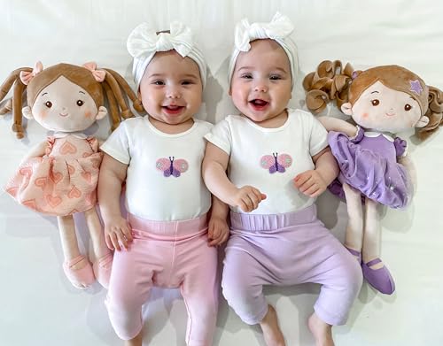 LeyaDoll Soft Baby Doll Toys (16''), My First Baby Rag Doll for 1 Year-Old Girl Birthday Gift, Christmas Plush Toys Gift for Toddler Kids Infants -Starlet Purple by LeyaDoll - Used condition - US$35.14