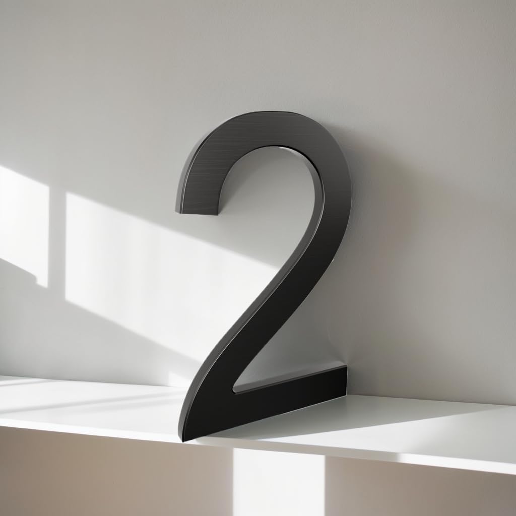 Upgraded 8 Inch Floating House Numbers-Anti-Fade Modern Aluminum Address Numbers for Home/Mailbox/Building/Easy to Install/Black/Number 1