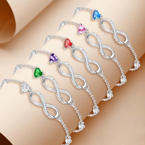Bracelets for Women Sterling Silver Infinity Heart Bracelet Charms Bracelet Trendy Dainty Gift for Ladies Womens Wife Bride Sister Friend Anniversary Birthday Mothers Day Valentines Gifts for Her3