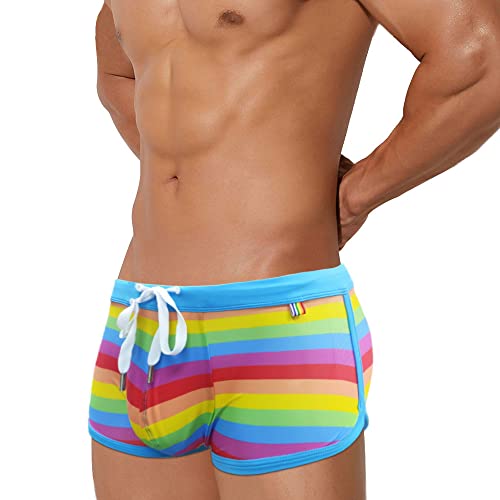 UXH Mens Swimsuit Trunks Padded Swimwear Stitching Sexy Pride Day Swimming Board Beach Surfing Swim2