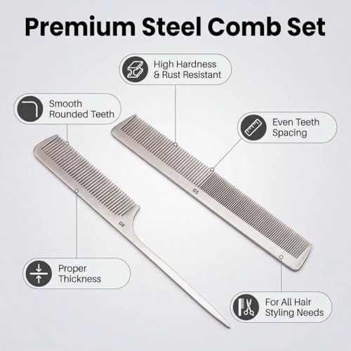 Set de 2 Peines de Metal Durables Kit Profesional miniatura 2
