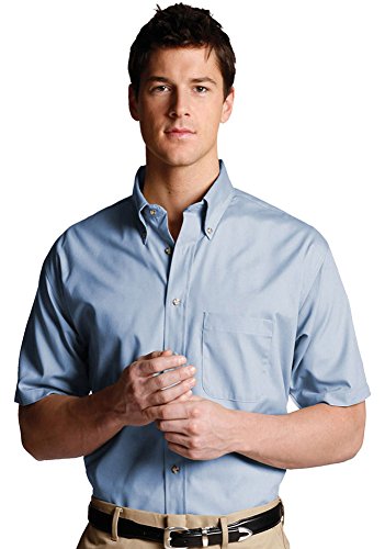 Ed Garments Men's Button Down Short Sleeve Poplin Shirt, DENIM BLUE, XX-Large
