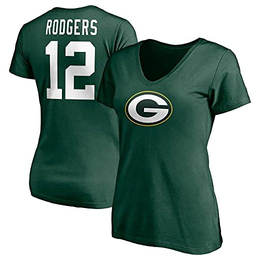 Fanatics Women's Aaron Rodgers Green Green Bay Packers Player Icon Name & Number V-Neck T-Shirt