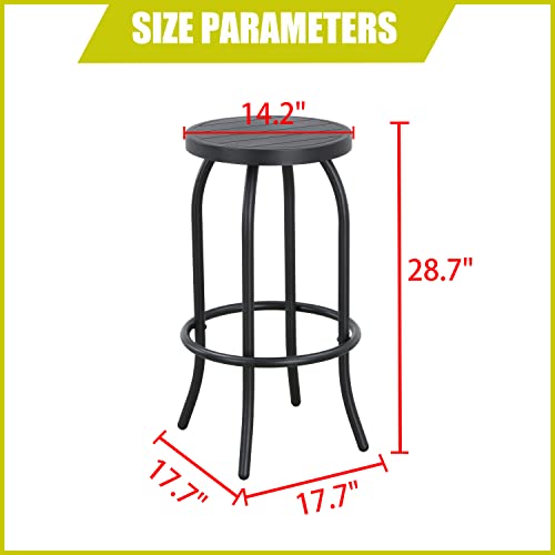 Lokatse Home Outdoor Patio Bar Height Stool Bistro Chair Counter Footrest, Set Of 2, Black #TOP1