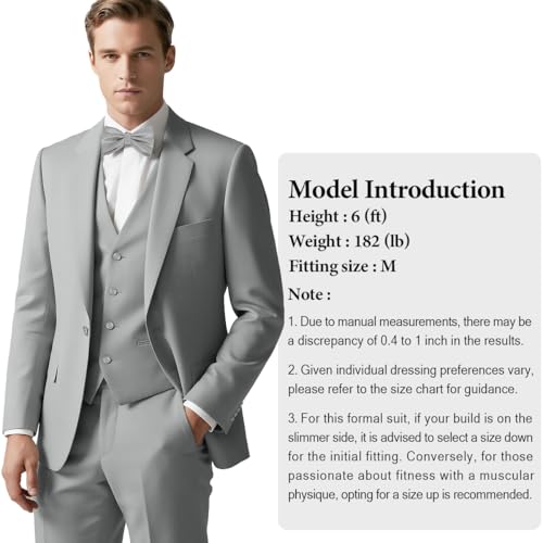 Men's 3-Piece Suit for Men Slim Fit Single Button Blazer Jacket Vest Pants Set Banquet Prom Wedding Business Party3