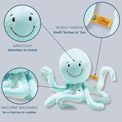 Steiff Soft Cuddly Friends Ockto Oktopus - 27 cm - Kuscheltier für Kinder - Plüschtier - weich & waschbar - türkis - (063770)