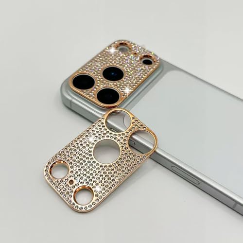 Protection objectif iPhone 17 Pro luxe or rose en métal ciselé de diamants
