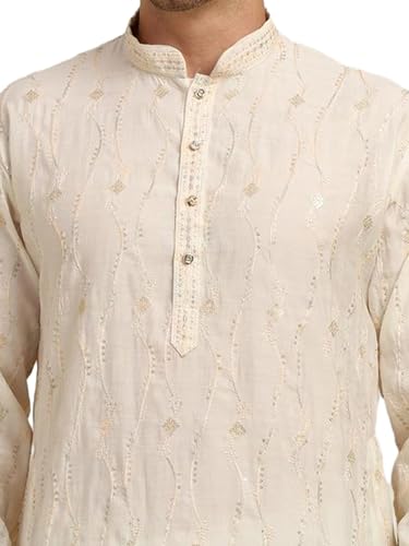 Men's Ethenic Kurta Pajama Set with Embroidery - Festive & Wedding Wear - Tunic Art Silk - Traditional Indian Outfit4