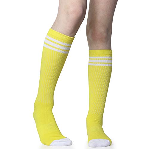 Image of 3 Pairs of juDanzy Knee High Boys or Girls Stripe Tube Socks for Soccer, Basketball, Uniform and Everyday Wear