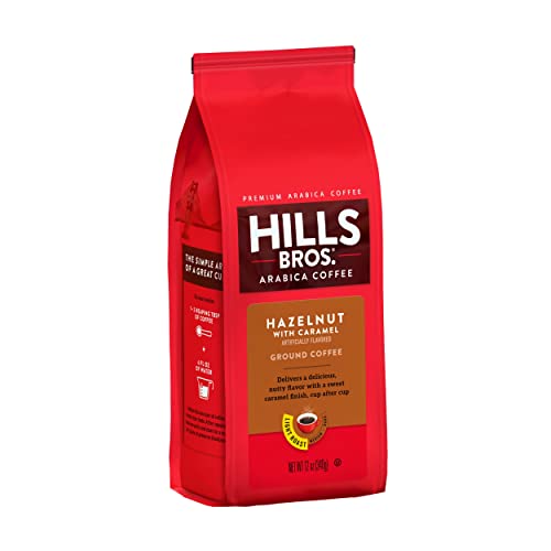Hills Bros Hazelnut With Caramel Ground Coffee, Light Roast, 12 Oz Bag - 100% Arabica Coffee Beans, Light, Full-Bodied, Smooth Coffee #TOP16