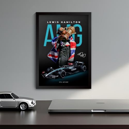 Image of Lewis Hamilton Poster Mercedes F1 Poster | Framed AMG F1 Car A4 Sized (31 x 23 cm) | Lewis Hamilton Posters | Mercedes Car Frame for Wall, Gift for Boys, Formula 1 Frame | Formula 1 Frames (F 027)