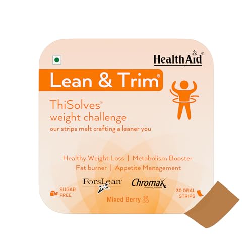 Image of HealthAid Lean & Trim ThiSolves Supplement for Men & Women | Supports Metabolism & Active Lifestyle | Sugar Free | Mixed Berry Flavor | 30 Oral Strips