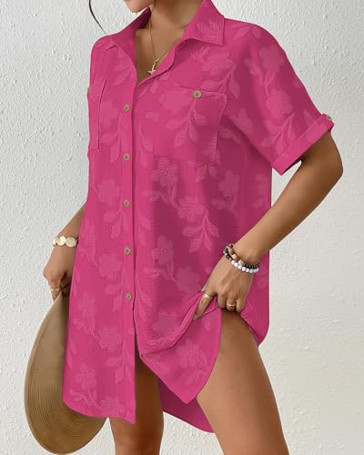 Image of Bsubseach Swimsuit Coverup for Women Swiss Dot Beach Cover Ups Shirt Dress