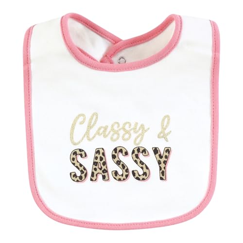 Image of Hudson Baby Infant Girl Cotton Bibs, Sassy Cheetah, One Size