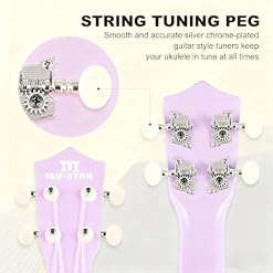 MUSTAR Soprano Ukulele for Beginners Kit – 21 Inch Basswood Ukuleles for Beginner, Ukulele Pack With Gig Bag, Strap, Purple Ukuleles Set - Les Beatles, Paul McCartney, John Lennon, RIngo Starr, George Harrison MUSTAR Soprano Ukulele for Beginners Kit - 21 Inch Basswood Ukuleles for Beginner, Ukulele Pack With Gig Bag, Strap, Purple Ukuleles Set – Image 4