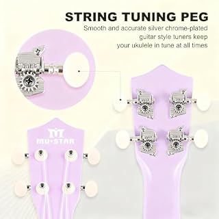 MUSTAR Soprano Ukulele for Beginners Kit – 21 Inch Basswood Ukuleles for Beginner, Ukulele Pack With Gig Bag, Strap, Purple Ukuleles Set - Les Beatles, Paul McCartney, John Lennon, RIngo Starr, George Harrison MUSTAR Soprano Ukulele for Beginners Kit - 21 Inch Basswood Ukuleles for Beginner, Ukulele Pack With Gig Bag, Strap, Purple Ukuleles Set – Image 4