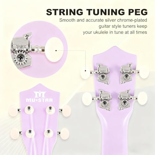 MUSTAR Soprano Ukulele for Beginners Kit – 21 Inch Basswood Ukuleles for Beginner, Ukulele Pack With Gig Bag, Strap, Purple Ukuleles Set - Les Beatles, Paul McCartney, John Lennon, RIngo Starr, George Harrison MUSTAR Soprano Ukulele for Beginners Kit - 21 Inch Basswood Ukuleles for Beginner, Ukulele Pack With Gig Bag, Strap, Purple Ukuleles Set – Image 5