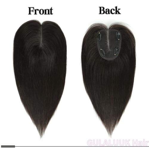12-Inch Human Hair Topper for Thinning Hair - 10x12cm Silk Base Hair Piece for Women in Dark Brown (2#), 12inch - Image 3