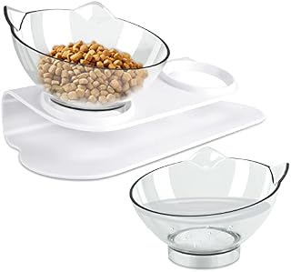 Makerfire Cat Bowl with Stand Cat Feeders Food and Water Bowls Reduce Neck Pain for Cats and Small Dogs