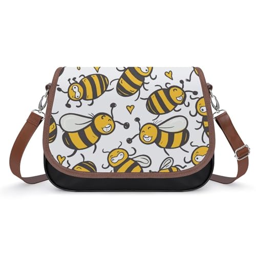 Sac à main pour femmes en cuir étanche avec motif d'abeilles