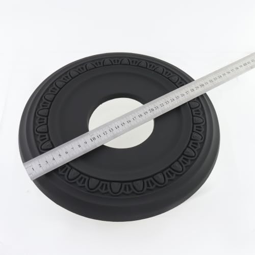Image of Woogim 2PCS Non-Split Lighting Ceiling Medallion Black 12.2-Inch PU Plastic