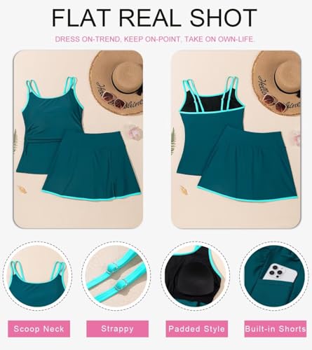 Image of Dokotoo Tankini Swimsuits for Women 2026 Two Piece Bathing Suits Tummy Control Ruched Swim Suits with Skirt