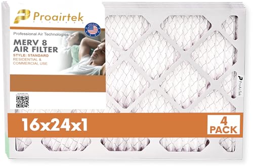 Filtres à air Proairtek 16x24x1 contre la poussière domestique lot de 4 MERV 8