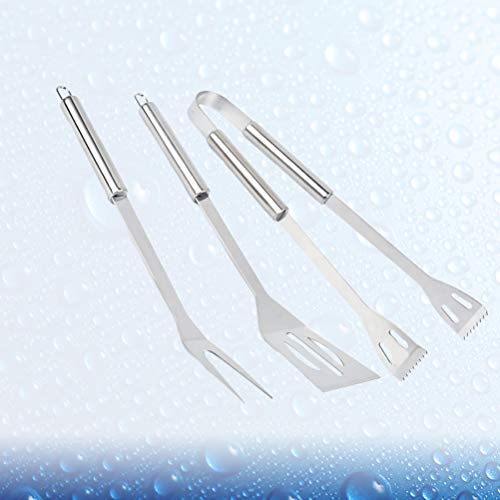 Bom 1 conjunto/3 peças de aço inoxidável para churrasco ao ar livre ferramenta garfo pá garfo acessó