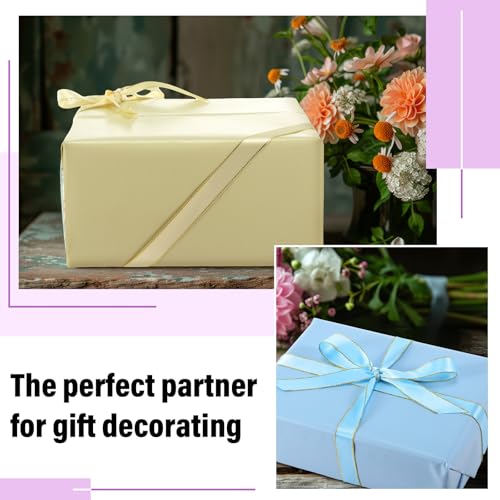 Kolldenn 66 Pcs Wrapping Paper Ribbon Set 60 Sheet Multicolor Gift Copper Paper 20 x 28 Inch and 6 Roll Satin Ribbon for Christmas Birthday Weddings Baby Shower Crafts DIY Wraps Gift(Macaron Color) by Kolldenn - Used condition - Image 5