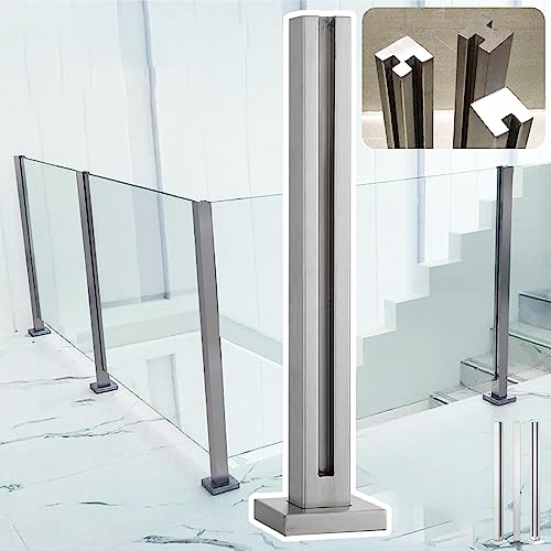 Poteau de garde-corps en verre carré noir pour balcon et terrasse extérieure