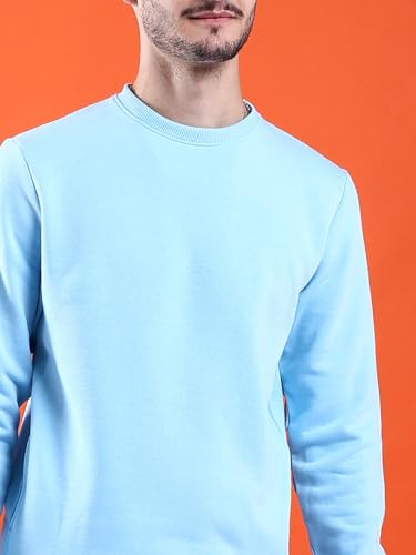 Image of The Indian Garage Co Blue Regular Fit Solid Overhead Crewneck Sweatshirt