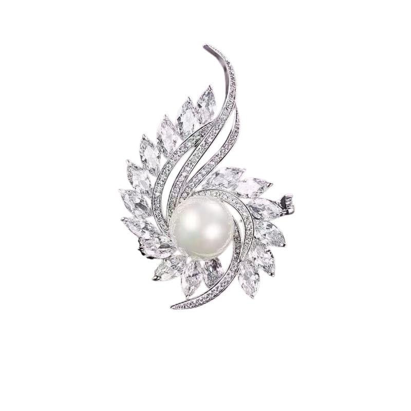 carl vinson Flower Pearl Crystal Brooch for Women | Floral Corsage Suit Lapel Pin with Secure Clasp-picture-13