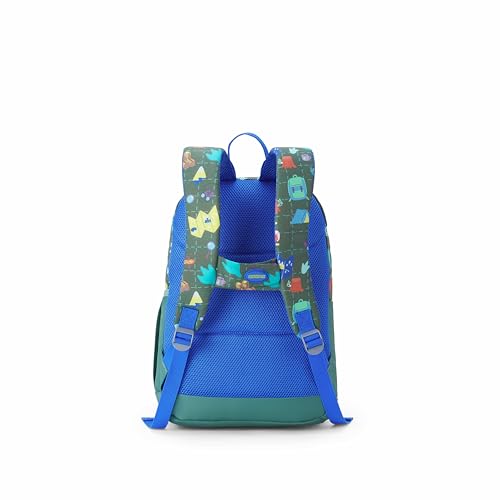 Image of American Tourister Wiggle | 26 Ltrs | 2 Compartments | Bottle Pocket | Ergonomic Padded Back Panel & Shoulder Straps | Kids Backpack | 1 Year International Warranty | Adventure Green
