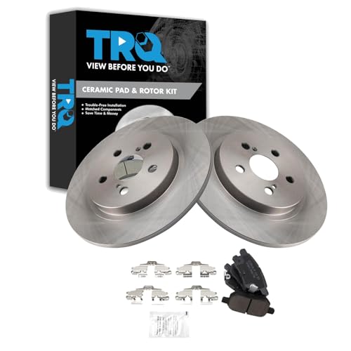 Image of TRQ Rear Brake Pad and Rotor Set Ceramic Compatible with 2011-2017 Lexus CT200h