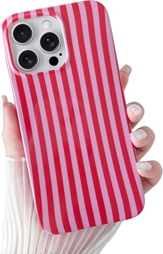 MostNow Designed for iPhone Case Cute Striped Phone Case Soft TPU Slim Thin Silicone Shockproof Silky-Soft Full-Body Protective Phone Cover for Women and Girls (Red, iphone 15pro)