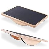 ONEFITGUY Wooden Balance Board for Adults, Wobble Board for Core Strength & Stability Training, Non Slip Surface, 550lb Capacity, Home & Office Exercise Use