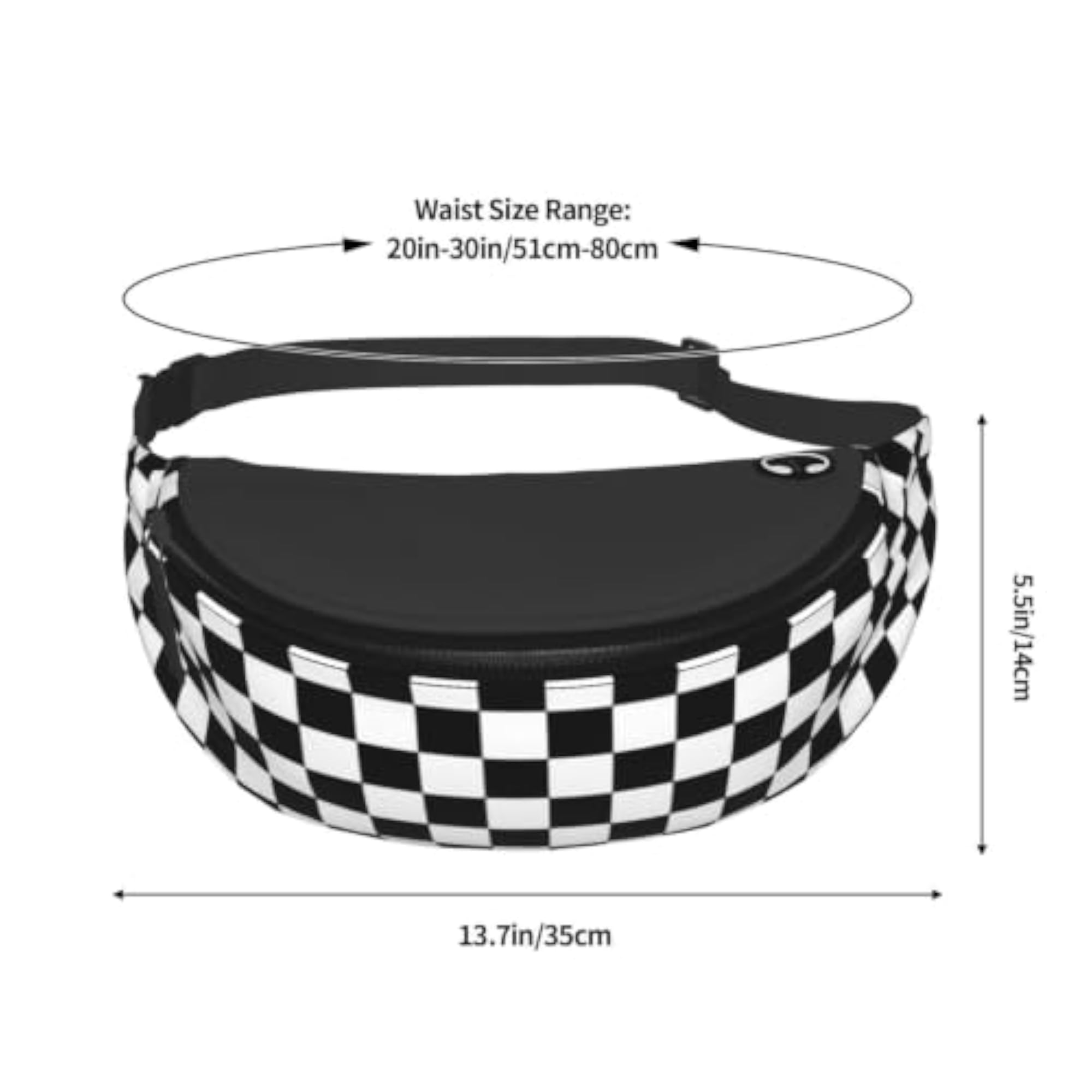 Adjustable Fanny Pack for Men & Women, Checkerboard Design
