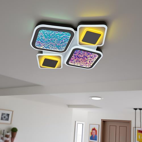 Image of LED Low Height Ceiling Chandelier for Hall Decoration, Modern Ceiling Jhoomar /Jhoomer Light for Living Room, Bedroom (Multi-Color)