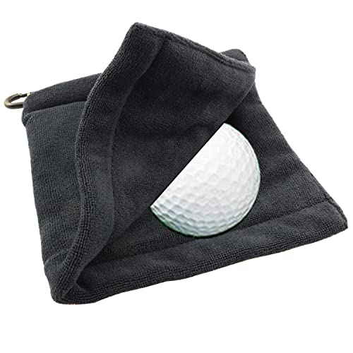 Zyamy Golf Ball Cleaning Towel Pocket Golf Towel With Clip Sweat-Absorbent Wiping Cloth Cleaning Tool Golf Accessories, Black #TOP2