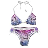 Ensembles de Bikini pour Femmes,Maillots de Bain Femmes, Maillot de Bain pour Femme,Bikini Femme, Oiseau Grue dans l'espace, L