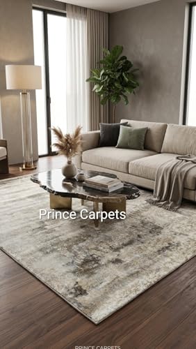 Image of 3x5 Feet (90x150 CM) Carpet for Bedroom Living Room & Hall - Teal Green Modern Abstract Geometric Silk-Touch Luxury Hotel-Style Washable Anti-Skid Turkish Area Rug