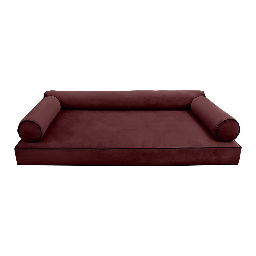 Cover ONLY Model V6 Twin-XL Velvet Contrast Pipe Indoor Mattress Pillow AD368