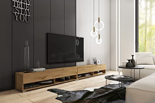 PIASKI Meuble TV Lowboard A 280 cm, Suspendu Avec Éclairage en Option, Pour Salon (Wotan) – vue 2