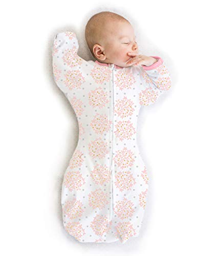 swaddledesigns transitional swaddle sack arms up half-length sleeves amp mitten cuffs swaddle for newborn transition to baby sleep sack wearable blanket 0-3 month 6-14 lb heavenly floral pink