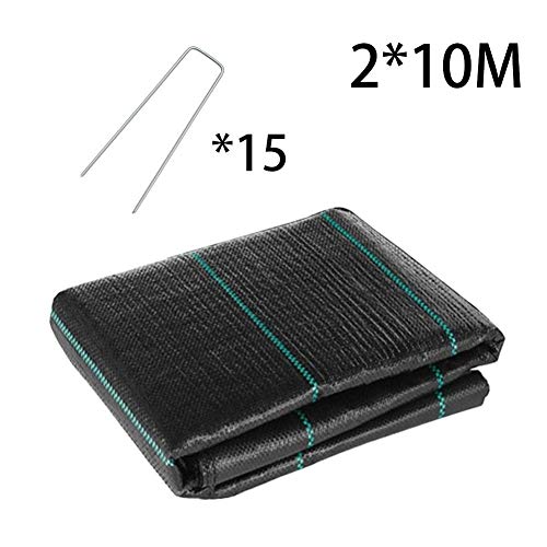 Beesuya - Membrana Resistente para Control de Malas Hierbas, Resistente a los Rayos UV, Estable, para Uso Diario, 2 * 10M+15pcs Nail
