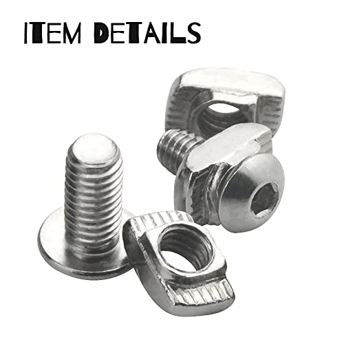 WMYCONGCONG 200 PCS 2020 Series T Nuts M4 M5 T Slot Nut Head Fastener Nut Nickel Plated Carbon Steel Sliding T Nuts Assortment Kit for Aluminum Profile Accessories - Image 4