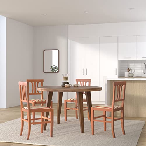 Miniatura 2 de Tommychairs - Set 4 Sillas Artemisia Para Cocina Y Comedor, Estructura En Madera De Haya Color Nogal Claro Y Asiento En Tela Lisere Roja