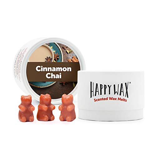 Happy Wax Cinnamon Chai Soy Wax Melts - Cinnamon Scented Wax Tarts Infused with Essential Oils - Cute Bear Shaped Wax Melts Perfect for Melting in Your Wax Warmer (3.6 Oz. Classic Tin)