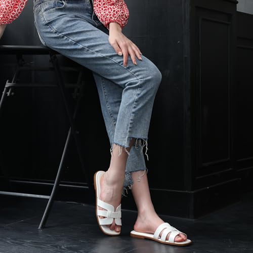 Women's Flat Sandals Casual Slip On Cross Band Sandals for Women Summer Dressy Slide Beach Sandal3